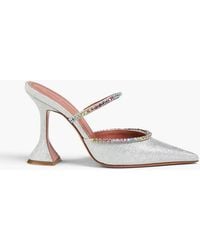 AMINA MUADDI - Mules "gilda" aus leder mit kristallverzierung und glitter-finish - Lyst