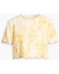Zimmermann - Cropped Crystal-Embellished Floral-Print Linen Top - Lyst