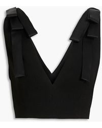 Monot - Bow-embellished Cropped Crepe Top - Lyst