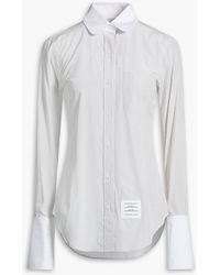 Thom Browne - Striped Silk And Cotton-Blend Shirt - Lyst