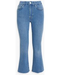 FRAME - Le Crop Mini Boot Faded Mid-rise Kick-flare Jeans - Lyst