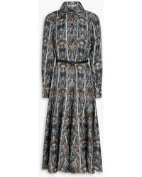 Emilia Wickstead - Marione Belted Paisley-Print Silk-Twill Midi Shirt Dress - Lyst