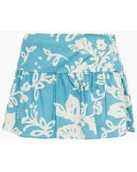 RED Valentino - Skirt-Effect Printed Cotton-Poplin Shorts - Lyst
