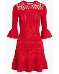 Valentino Garavani - Corded Lace And Pointelle-knit Mini Dress - Lyst
