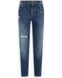 Dolce & Gabbana - Jeans mit schmalem bein aus denim in distressed-optik - Lyst