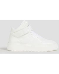 Ganni - Faux Leather And Canvas High-top Sneakers - Lyst