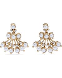 Kenneth Jay Lane Plated Crystal And Faux Pearl Earrings - Metallic