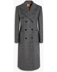 Sandro - Double-Breasted Checked Wool-Blend Felt Coat - Lyst
