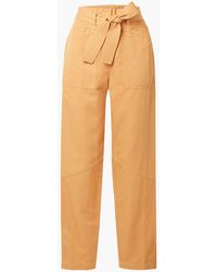 A.L.C. Belted Cotton, Linen And -blend Twill Straight-leg Trousers - Multicolour
