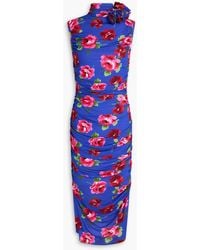 Magda Butrym - Floral-Appliquéd Ruched Printed Jersey Midi Dress - Lyst