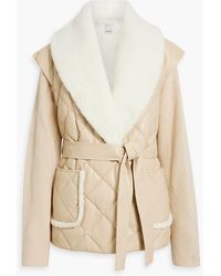 Jonathan Simkhai - Ribbed Wool And Cashmere-blend, Faux Leather And Shearling Jacket - Lyst