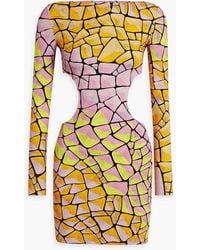Emilio Pucci - Cutout Printed Jersey Mini Dress - Lyst