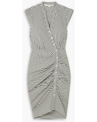 Veronica Beard - Ruched Striped Cotton-blend Poplin Shirt Dress - Lyst