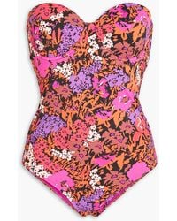Paul Smith - Floral-print Underwired Bandeau Swimsuit - Lyst
