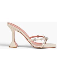 AMINA MUADDI - Lily Crystal-Embellished Canvas Mules - Lyst