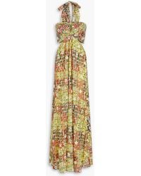 Diane von Furstenberg - Ainslina neckholder-maxikleid aus einer baumwoll-seidenmischung mit print - Lyst