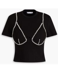 Area - Crystal-embellished Jersey Top - Lyst