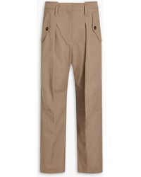 Brunello Cucinelli - Pleated Wool And Cotton-blend Twill Tapered Pants - Lyst