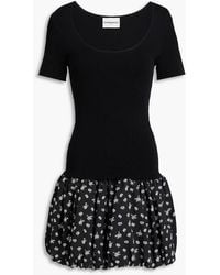Claudie Pierlot - Floral-Print Faille And Knitted Mini Dress - Lyst