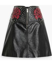 Valentino Garavani - Embellished Leather Mini Skirt - Lyst