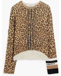 Valentino Garavani - Embroidered Leopard-print Wool And Cahmere-blend Sweater - Lyst