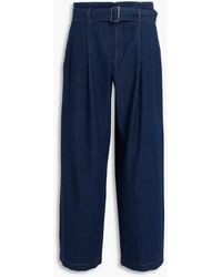 FRAME - The Paper Bag Belted Pleated High-Rise Wide-Leg Jeans - Lyst