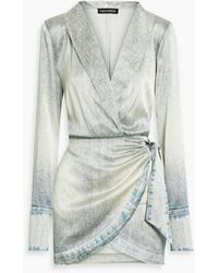 retroféte - Hailey Printed Silk-blend Mini Wrap Dress - Lyst