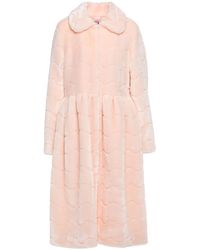Shrimps Barbara Gathered Quilted Faux Fur Coat - Pink