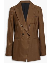 Brunello Cucinelli - Double-Breasted Metallic Wool-Blend Twill Blazer - Lyst