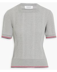 Thom Browne - Pointelle-trimmed Ribbed Cotton Top - Lyst