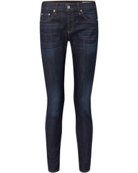 Rag & Bone Dre Faded Mid-rise Slim-leg Jeans Dark Denim - Blue