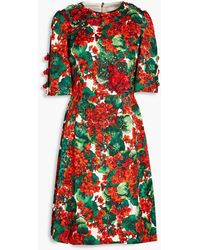 Dolce & Gabbana - Embellished Floral-print Cotton-blend Dress - Lyst