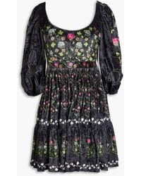 Agua Bendita - Delirio Trebol Floral-print Velvet Mini Dress - Lyst