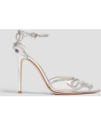 Gianvito Rossi - Atlantis Crystal-Embellished Metallic Leather And Pvc Sandals - Lyst