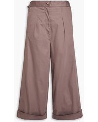 Acne Studios - Cropped Pleated Cotton-twill Wide-leg Pants - Lyst