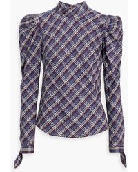 Veronica Beard - Isabel Embroidered Checked Cotton-blend Top - Lyst