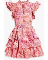 Ulla Johnson - Lulua Ruffled Printed Cotton-poplin Mini Dress - Lyst