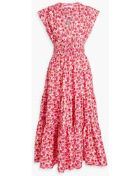 10 Crosby Derek Lam - Tiered Floral-print Cotton-blend Poplin Midi Dress - Lyst