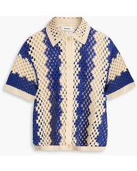 Sandro - Zweifarbiger pullover aus einer baumwollmischung in lochstrick mit polokragen - Lyst