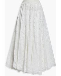 RED Valentino - Gathered Crocheted Lace Midi Skirt - Lyst