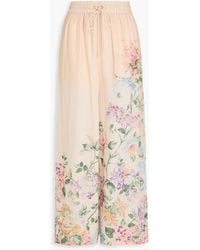 Zimmermann - Floral Print Leinenhose - Lyst