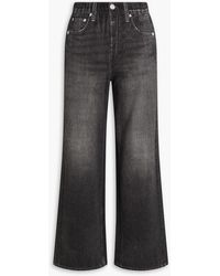Rag & Bone - Miramar Denim-Effect Print French Cotton-Terry Wide-Leg Pants - Lyst