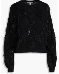 Autumn Cashmere - Fringed Sequined Cashmere-blend Sweater - Lyst