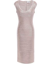 Hervé Léger Hervé Léger Metallic Coated Bandage Dress Rose Gold - Multicolour