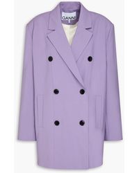 Ganni - Double-breasted Twill Blazer - Lyst