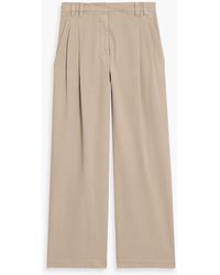 Brunello Cucinelli - Pleated Cotton-Blend Twill Wide-Leg Pants - Lyst