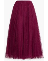 RED Valentino - Pleated Tulle And Point D'esprit Midi Skirt - Lyst