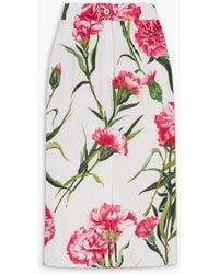 Dolce & Gabbana - Floral-print Cotton-blend Poplin Midi Skirt - Lyst