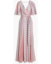 Badgley Mischka - Printed Crepe De Chine Maxi Dress - Lyst