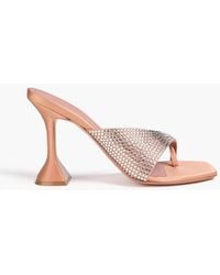 AMINA MUADDI - Shiona Crystal-Embellished Satin Mules - Lyst